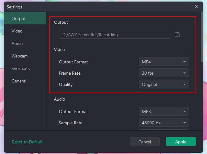 Adjust Output Format