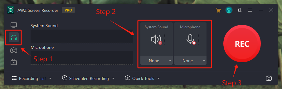 Record Voice on Windows 10 in AWZ Screen Recorder