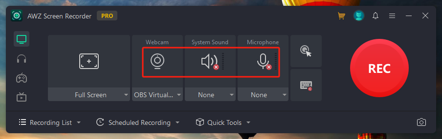 Record your OBS streaming content in AWZ Screen Recorder