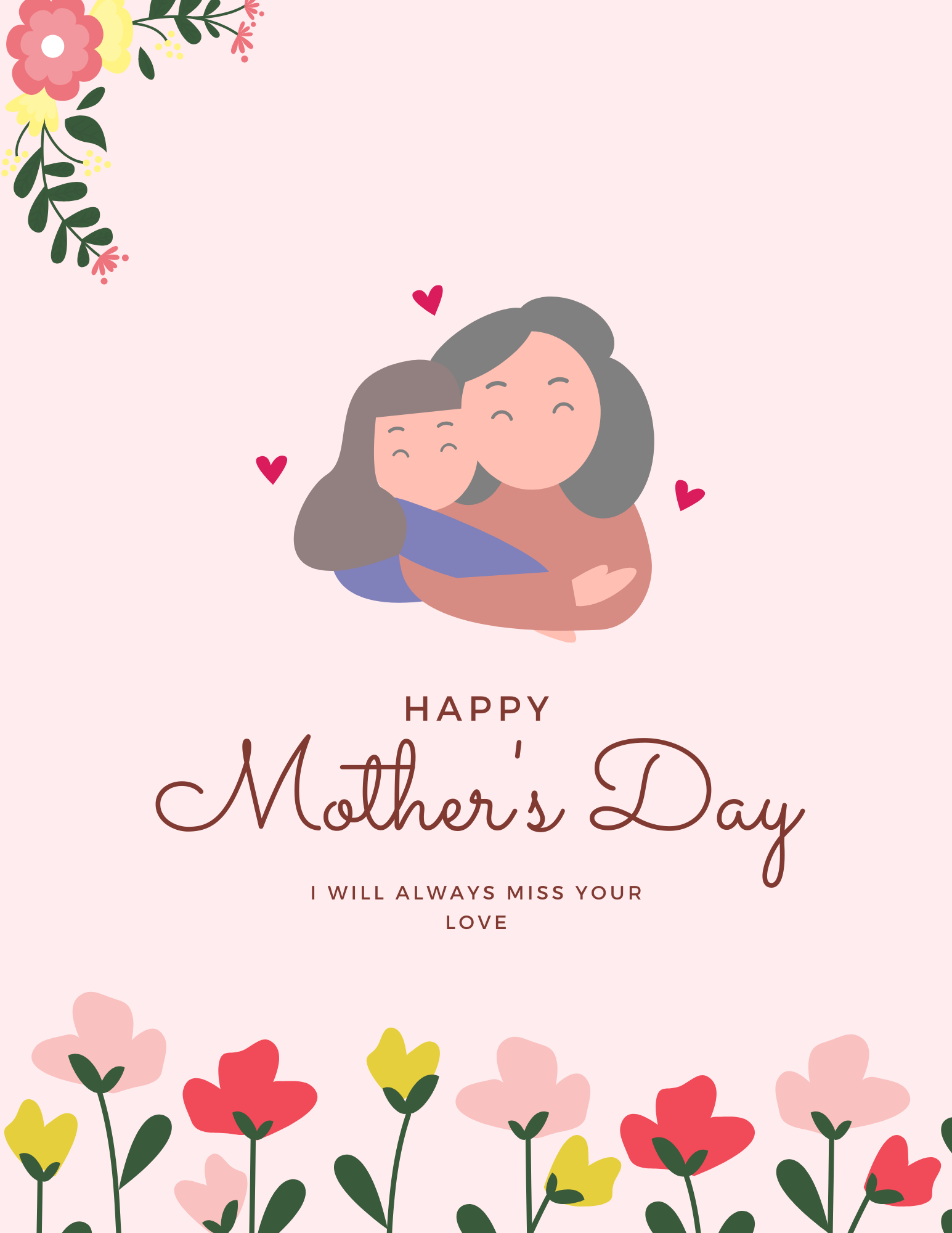 Red Mother's Day Card Template