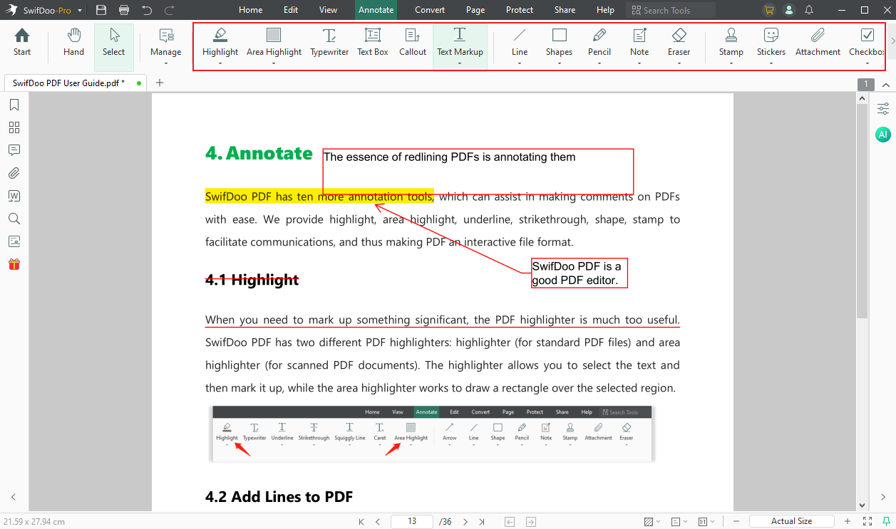 Add annotations in SwifDoo PDF
