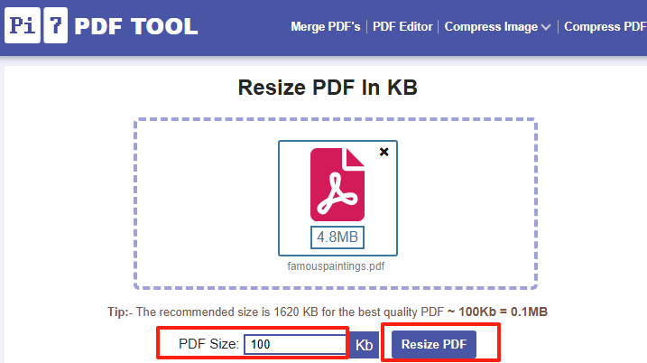 Reduce Image Size in PDF Online step 3