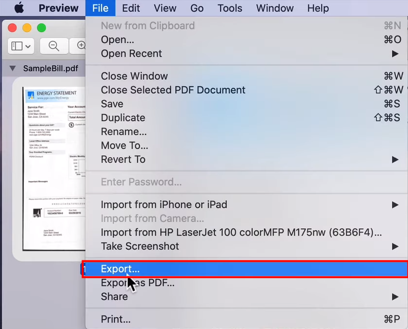 Reduce PDF file size on Mac with Preview 1
