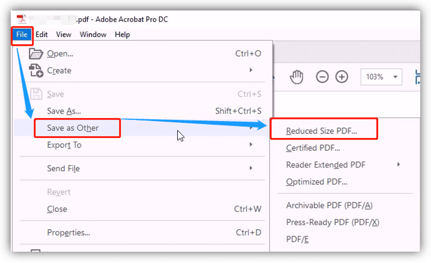 Reduce PDF Size via Adobe Acrobat
