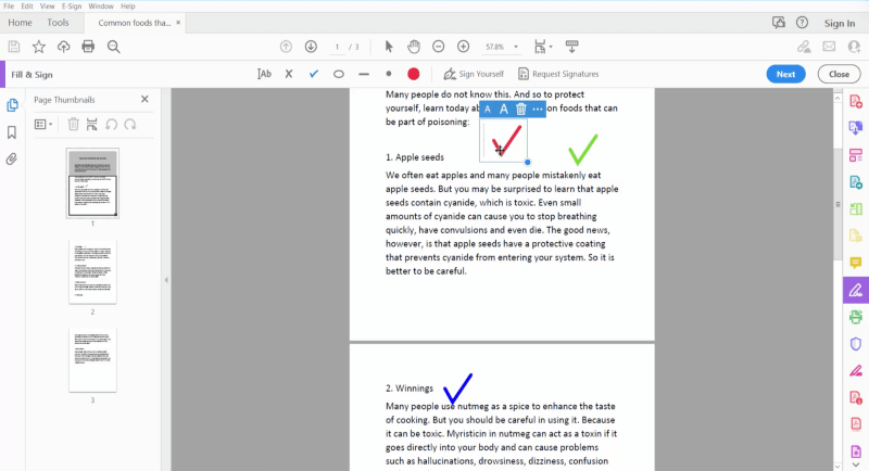 Delete a Check Mark with Adobe