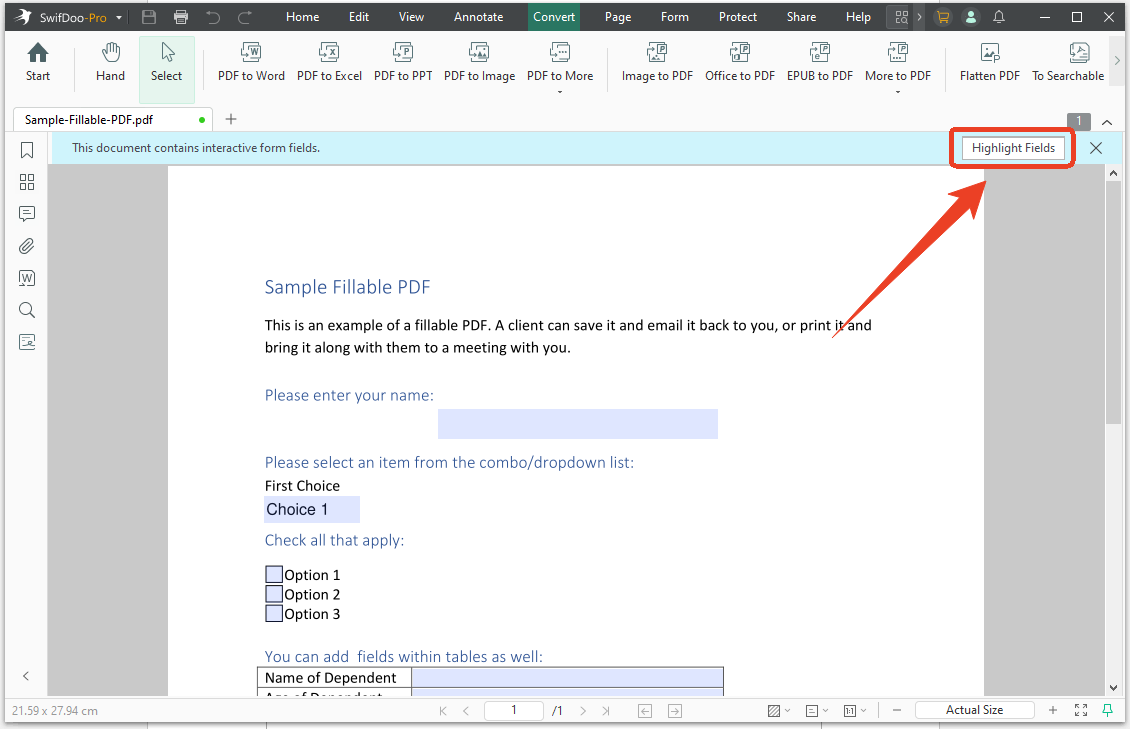 SwifDoo PDF form filler