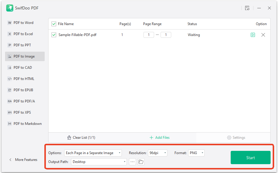 swifdoo pdf convert to image