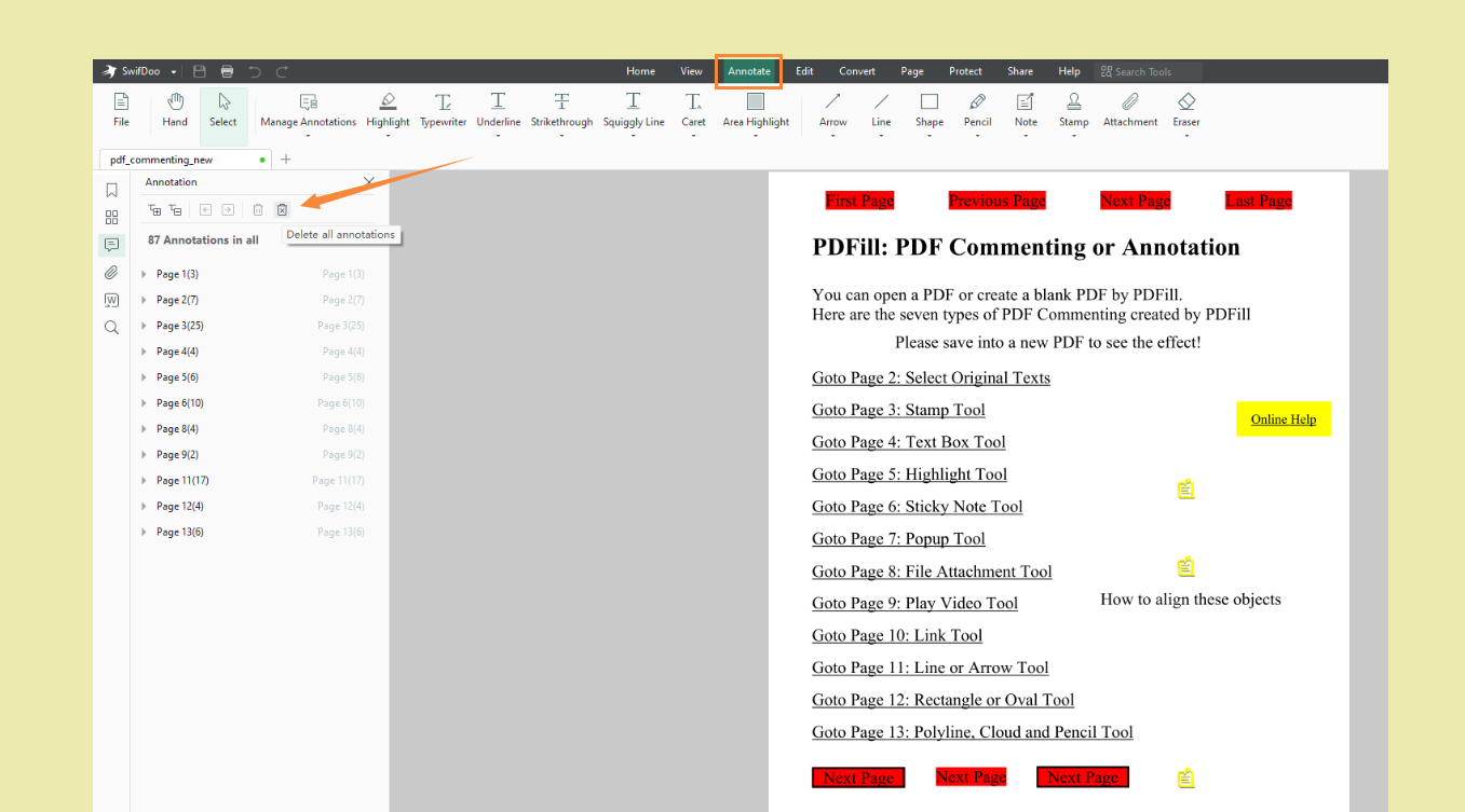 Remove all Comments in PDF with SwifDoo PDF