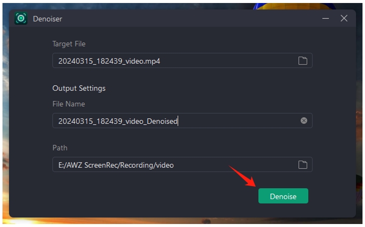 Remove background noise from video in AWZ Screen Recorder