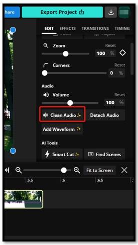 Remove background noise from video in Kapwing