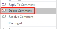 Remove comments in Word way 1-4