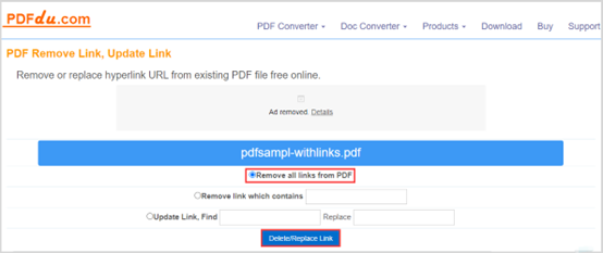 Remove hyperlinks from PDF online