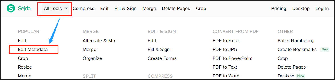 Remove metadata from PDF with Sejda step 1 | SwifDoo PDF