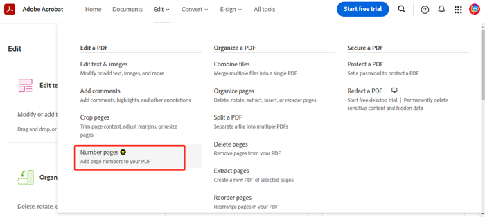 How to Remove Page Numbers in PDF with Adobe Acrobat Online