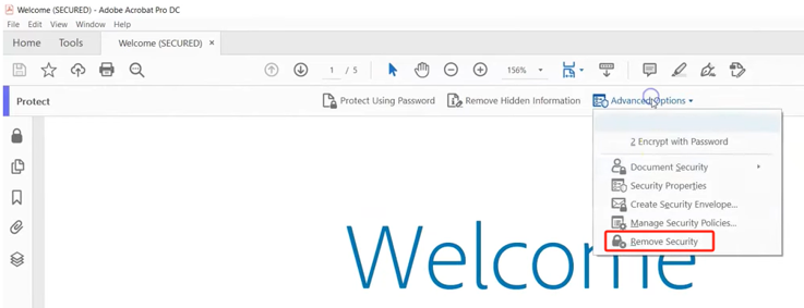 remove password from PDF bank statement with Adobe Acrobat Pro