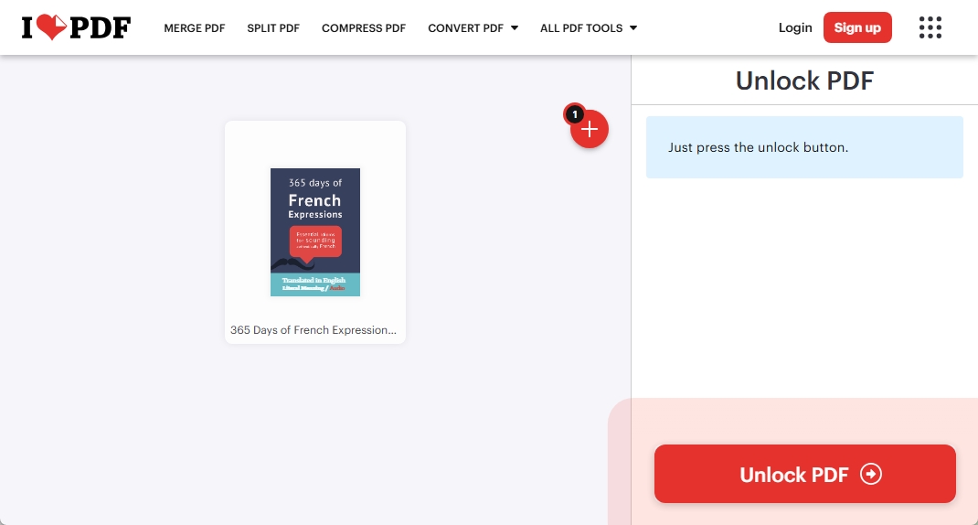 Remove Password via iLovePDF