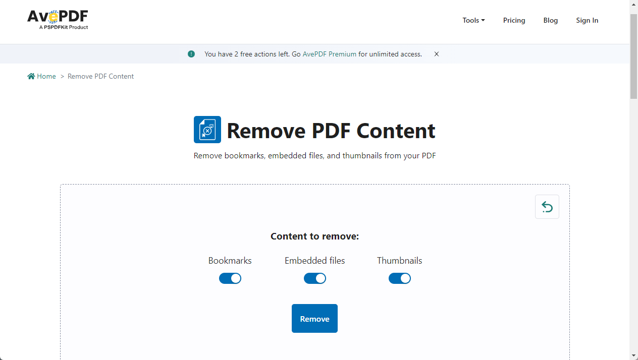 Remove PDF Watermarks Online in AvePDF