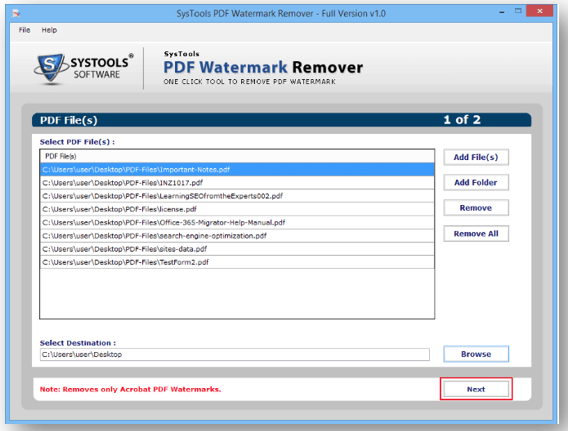 Remove watermarks from PDF files in SysTools PDF Watermark Remover