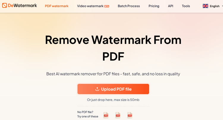 Free AI Watermark Remover from PDF: Dewatermark.AI 1