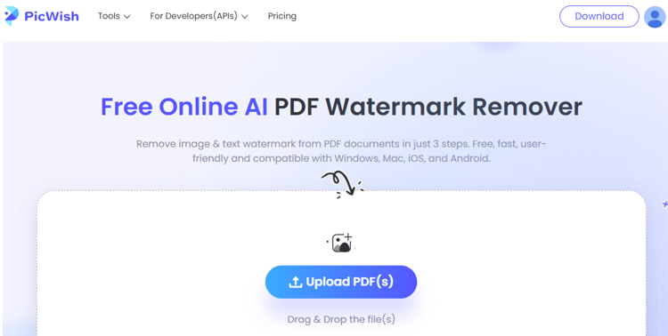 PicWish AI to Remove Watermark from PDF 1