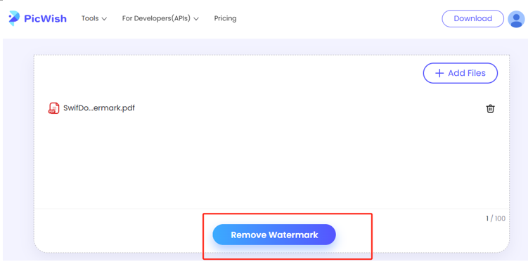 PicWish AI to Remove Watermark from PDF 2