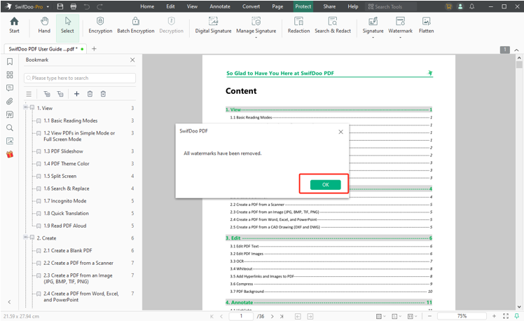Remove Watermark from PDF Using AI Tool - SwifDoo PDF 2