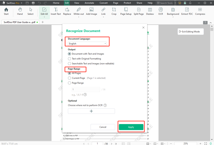 Remove Watermark from PDF Using AI Tool - SwifDoo PDF 4