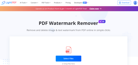 Remove Watermark from PDF with LightPDF AI Tool