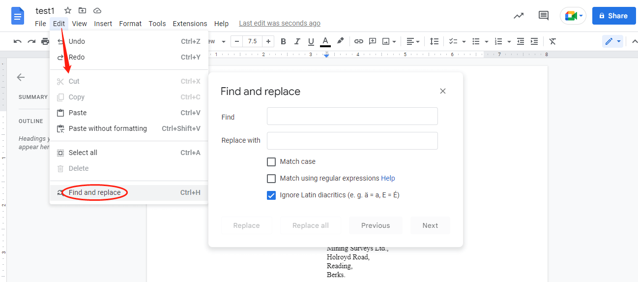Replace text in PDF with Google Docs 1