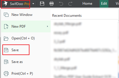 Open the SwifDoo menu and choose the Save option to save the A4-size PDF file