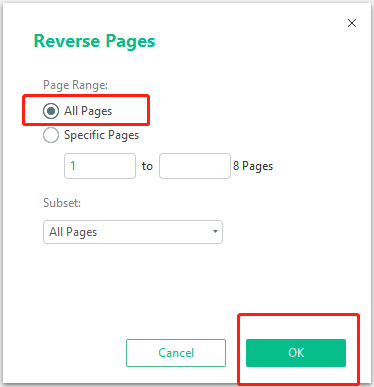 SwifDoo PDF reverse PDF page order with Reverse Pages tool step 3