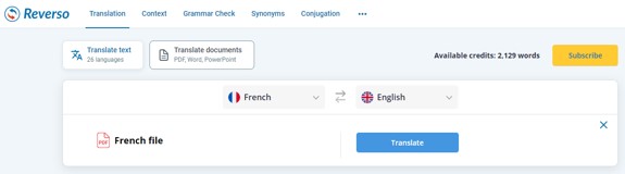 Reverso Translate PDF to English