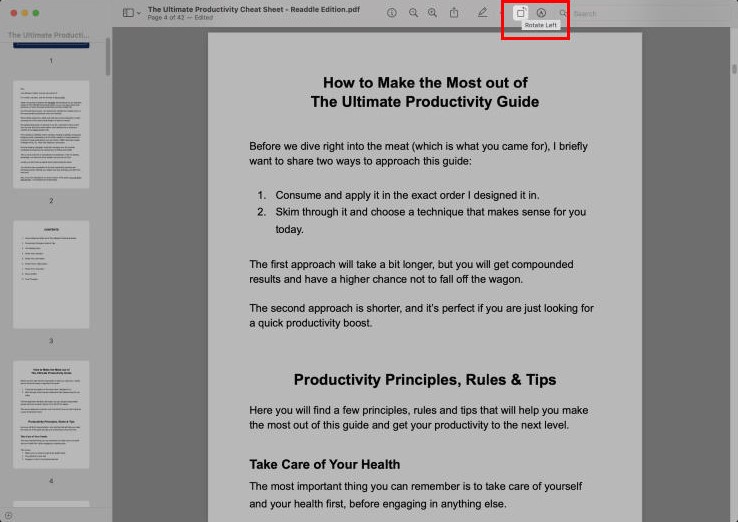 Rotate a PDF on Mac in Preview
