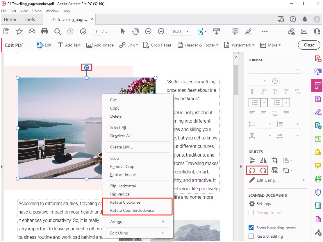 Rotate PDF Images in Adobe Acrobat