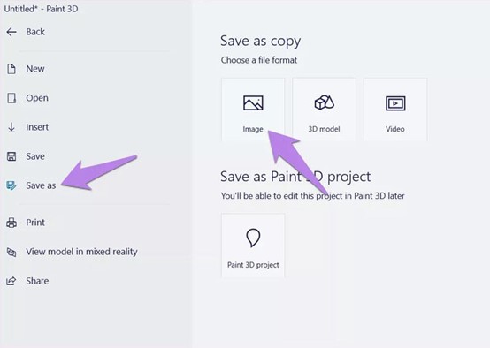 Save as copy in Paint 3D