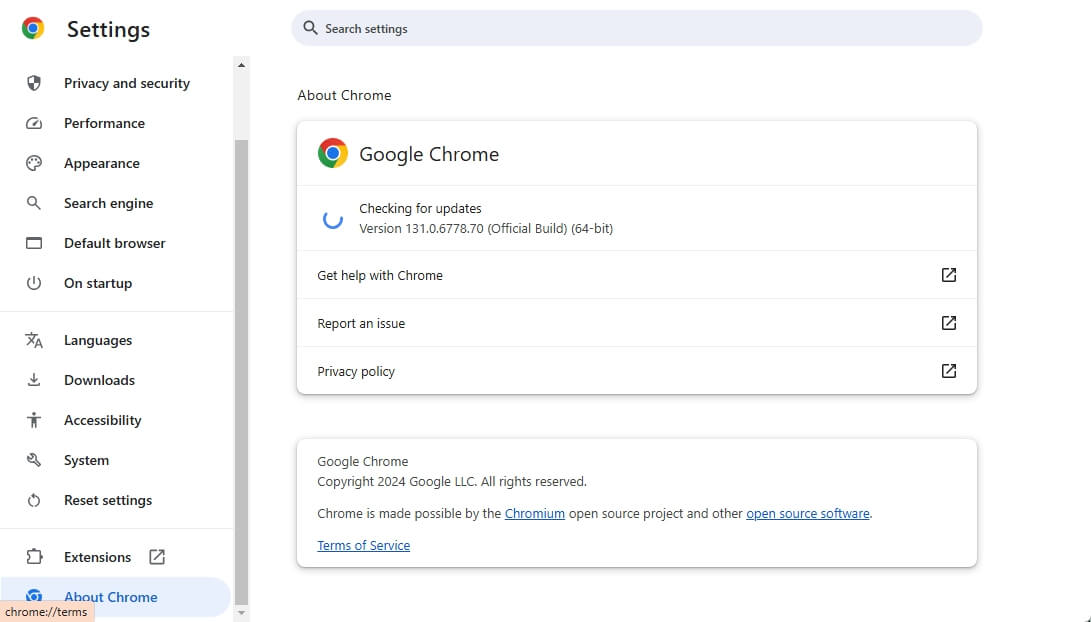 Update Google Chrome