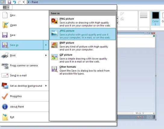 Save BMP as JPG in Microsoft Paint