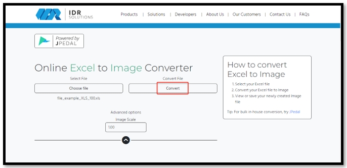 Save Excel files as images in IDRsolutions