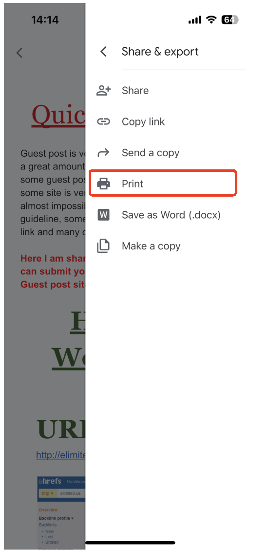 print Google Doc to PDF