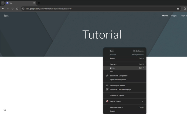 Open the Browser Print Options