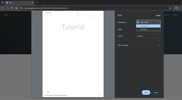 Save Your Google Site as a PDF