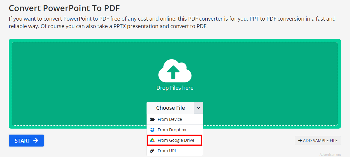 Convert Google Slides to PDF with PDF2Go 2