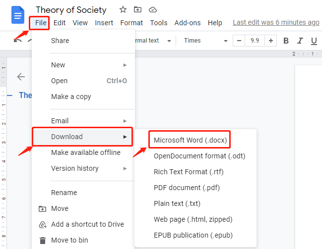 How to open a PDF in Google and save it as Word