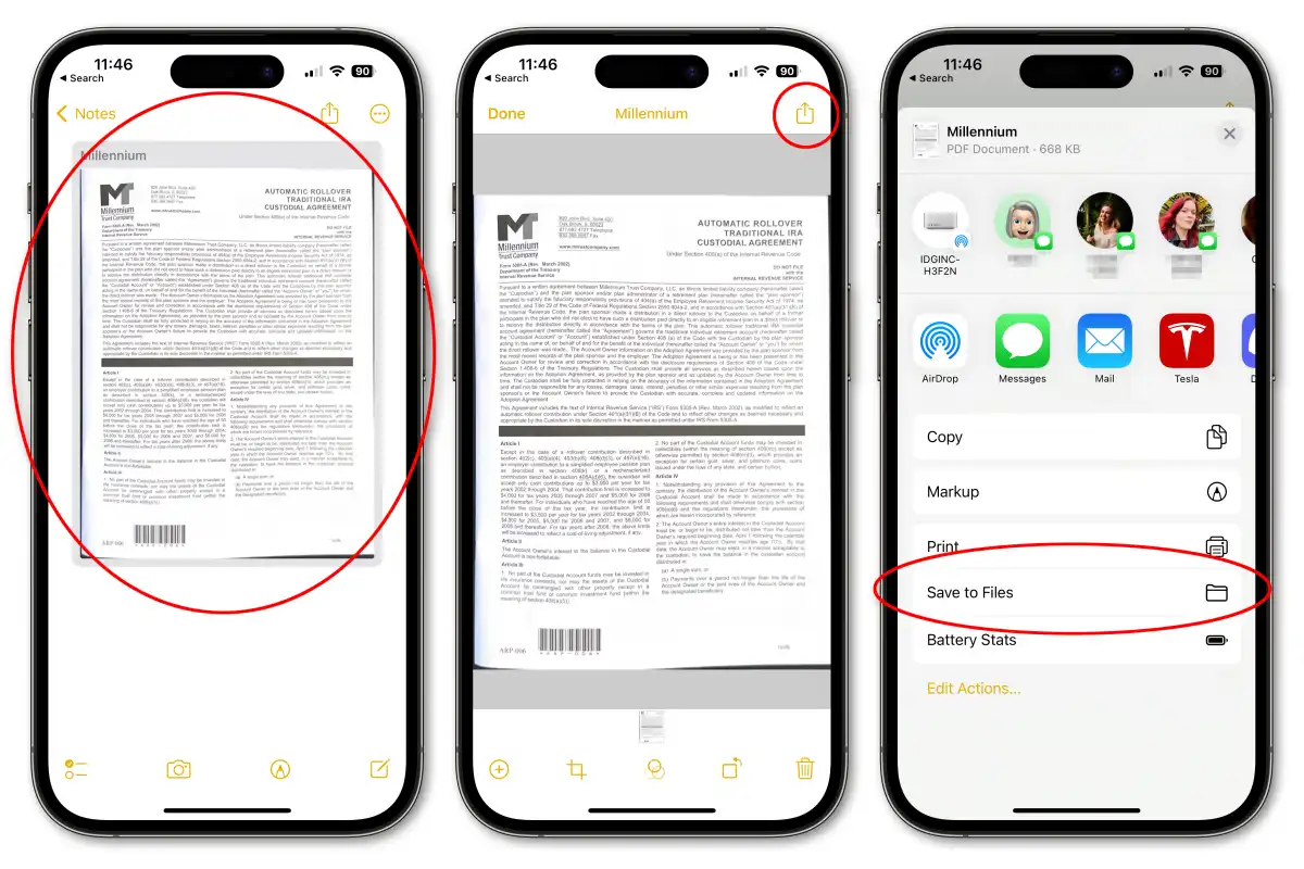 Save Scanned PDF to iPhone