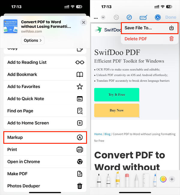 Markup Save PDF