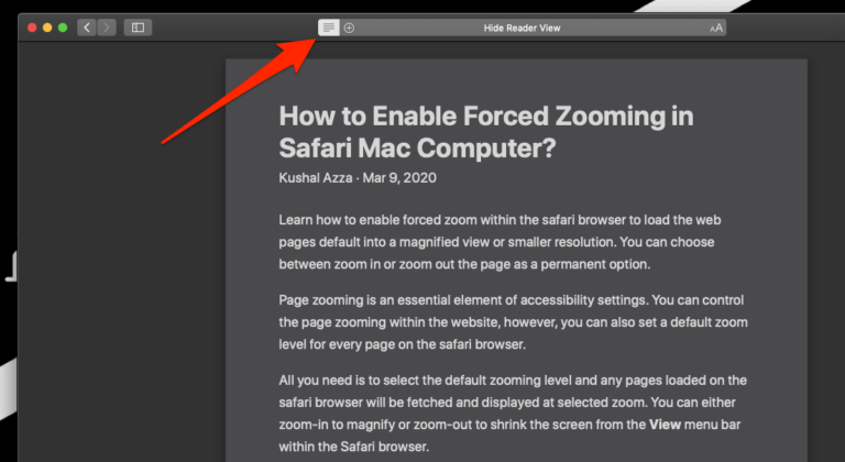 Reader Mode in Safari