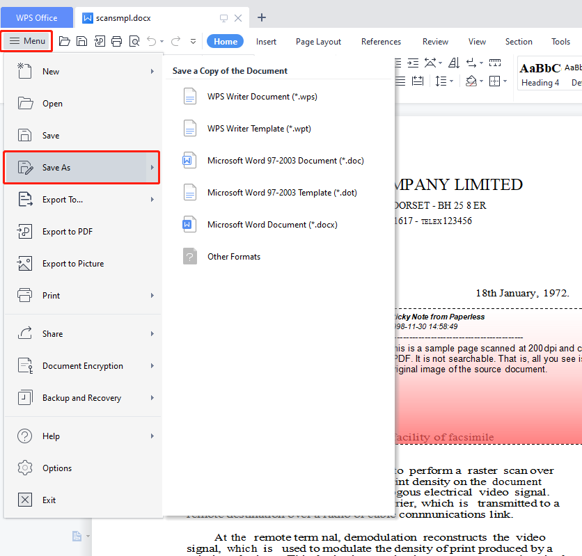 Save WPS as PDF Using WPS Office