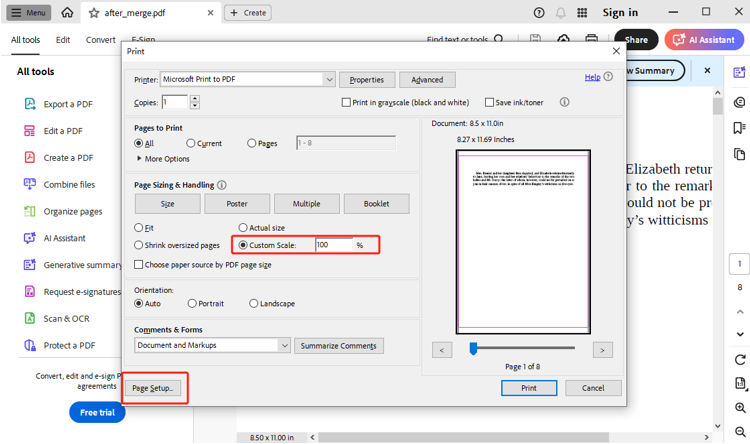 Change the Paper Size of a Current Document to the Legal with Adobe Reader