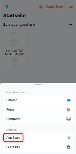 Dokument scannen mit SwifDoo PDF