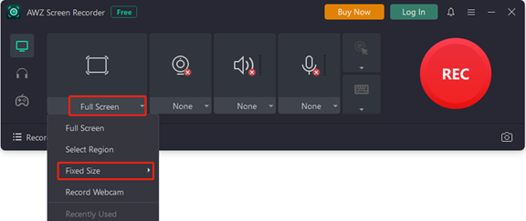 How to Record a Fixed Size Region